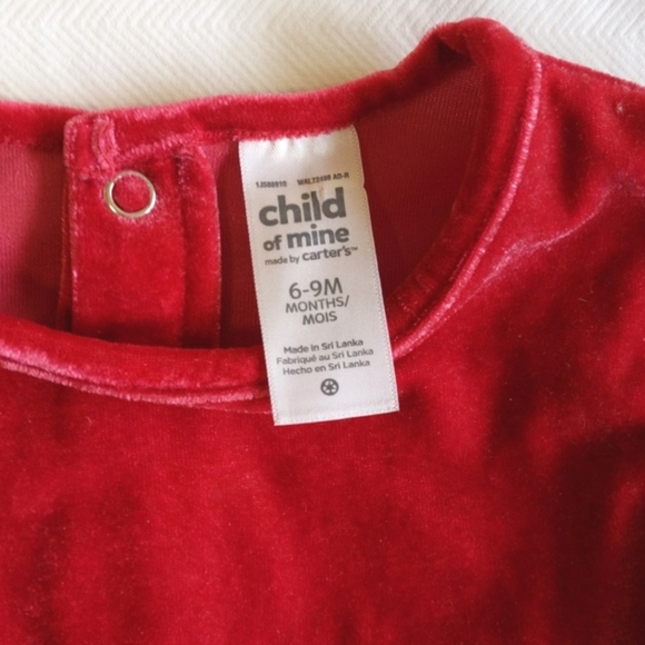 child of mine by carter's velvet peplum top with bow 6-9 months baby girl - Picture 3 of 7